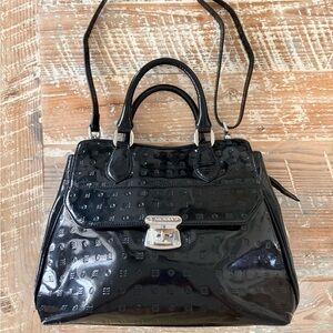 AUTHENTIC *from Italy* ARCADIA Large Black Patent Leather Satchel Purse Tote Bag